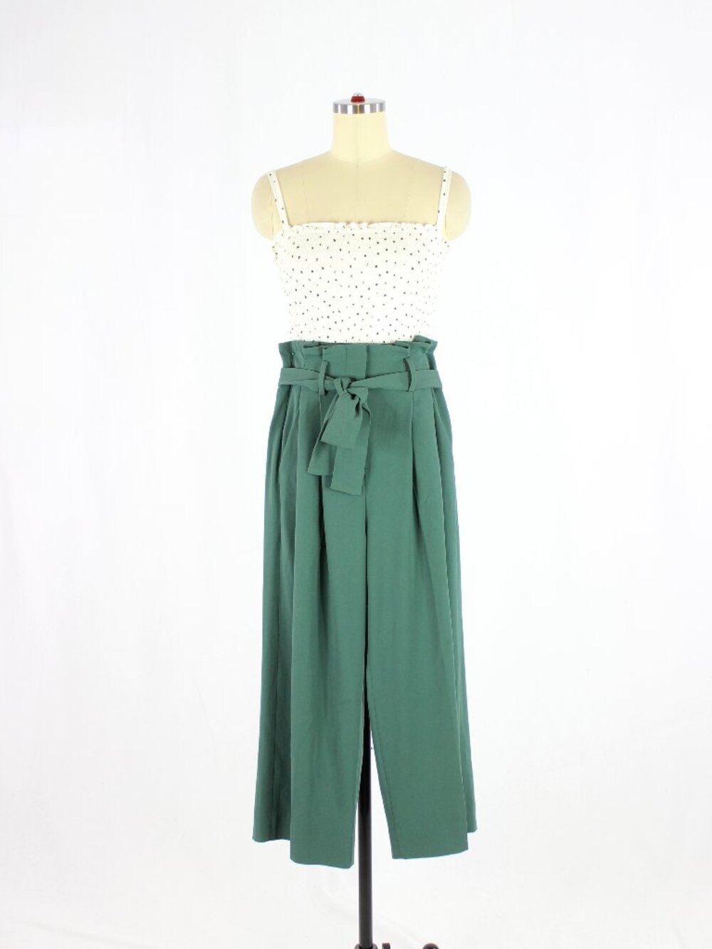 Aritzia BABATON Linnea Green Crepe Belted Wide Leg Cropped Pleated Pants, Size 0